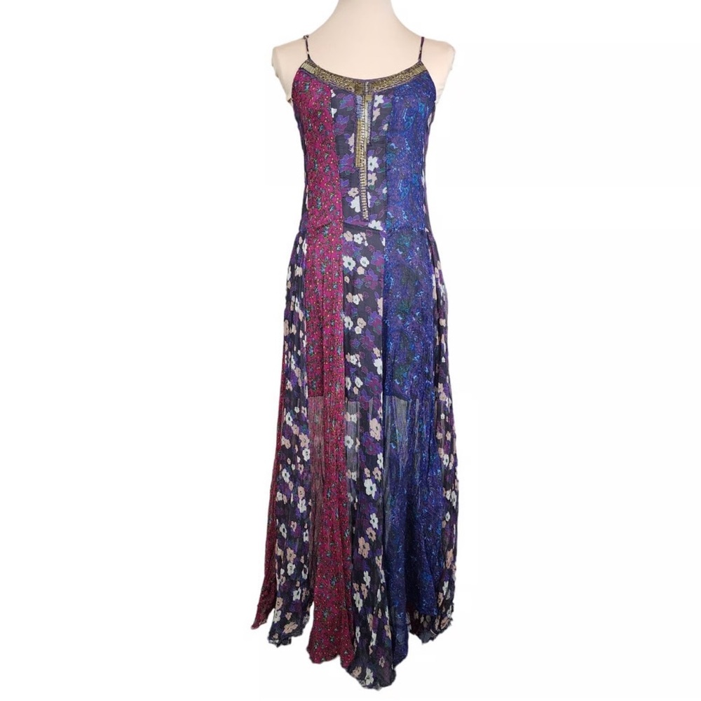 Free People Purple Dress with Gold Beaded Detail
